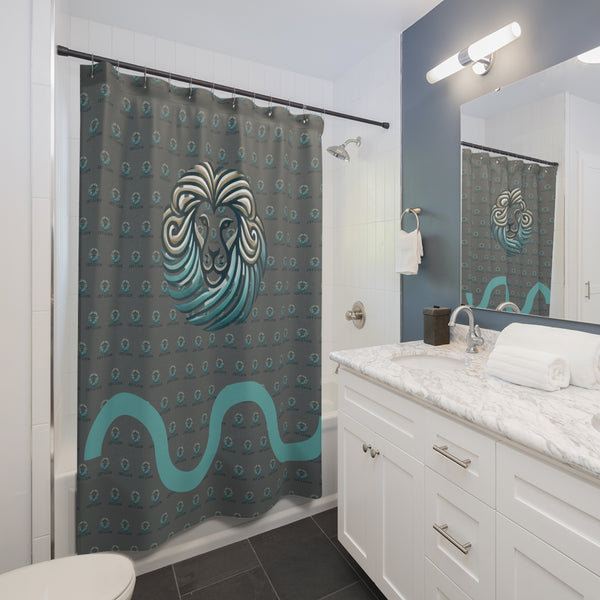 Sanctum by JetLion – Signature Shower Curtain | Bold Design for Sacred Space Living, Majestic Lion Shower Curtain, Bathroom Accessories, Bohemian Style, Gift for Wildlife Lovers