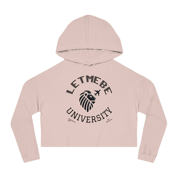 Adversity by JetLion – LetMeBe University Cropped Hoodie | Cropped Hooded Sweatshirt with Lion Design, Stylish Sweatshirt for College, Gift for Her, Casual Outfit, Trendy Top