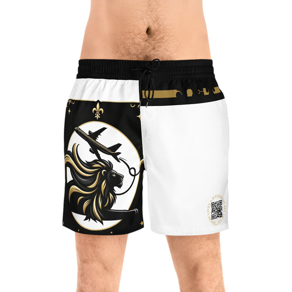 Takeoff by JetLion presents White Command Luxe Trunks Edition | Stylish Beachwear, Summer Swim Trunks, Pool Party Gear, Vacation Essentials, Fun Gift Idea