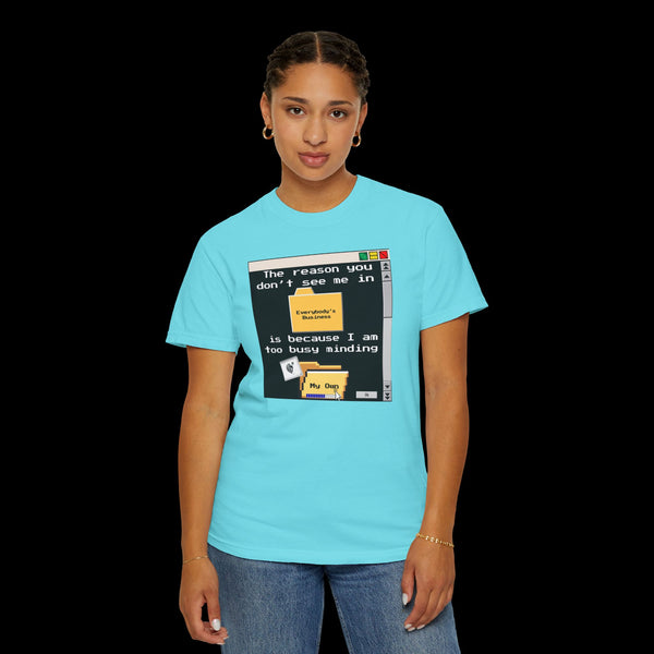 Phrazorblade by JetLion presents "Minding My Own" Tee | Casual Gift for Friends, Fun Work Humor Tee, Creative Daily Wear, Perfect for Birthdays, Holidays