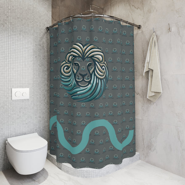 Sanctum by JetLion – Signature Shower Curtain | Bold Design for Sacred Space Living, Majestic Lion Shower Curtain, Bathroom Accessories, Bohemian Style, Gift for Wildlife Lovers