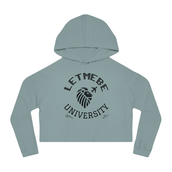 Adversity by JetLion – LetMeBe University Cropped Hoodie | Cropped Hooded Sweatshirt with Lion Design, Stylish Sweatshirt for College, Gift for Her, Casual Outfit, Trendy Top