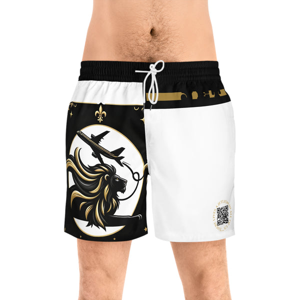 Takeoff by JetLion presents White Command Luxe Trunks Edition | Stylish Beachwear, Summer Swim Trunks, Pool Party Gear, Vacation Essentials, Fun Gift Idea