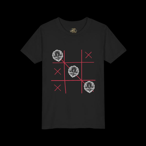 Checkmate by JetLion "Tic-Tac-Toe" Edition– Youth Statement Tee For the Ones Who Move Different | Playful Youth Tee, Fun Cotton T-Shirt, Casual Summer Wear, Kids Game Shirt, Unique Gift for Boys and Girls