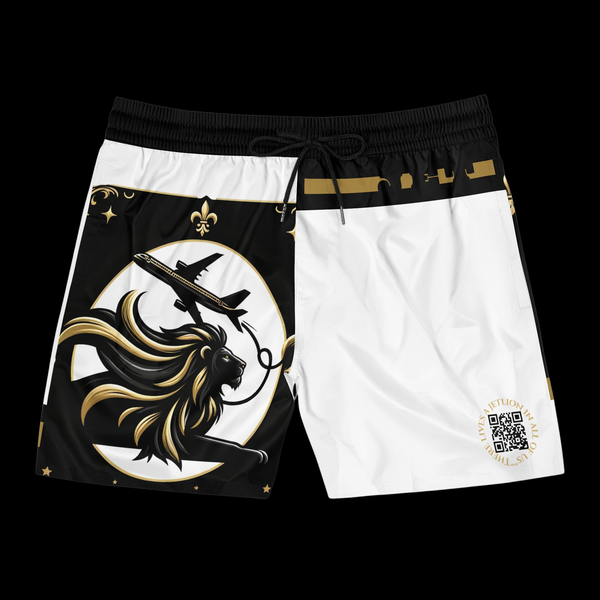 Takeoff by JetLion presents White Command Luxe Trunks Edition | Stylish Beachwear, Summer Swim Trunks, Pool Party Gear, Vacation Essentials, Fun Gift Idea