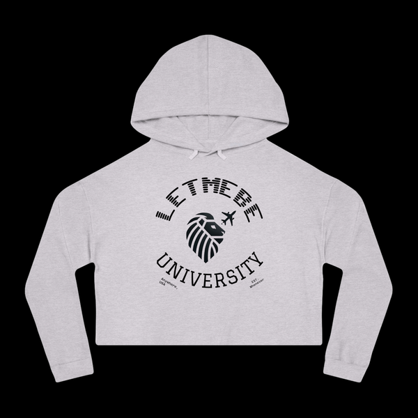 Adversity by JetLion – LetMeBe University Cropped Hoodie | Cropped Hooded Sweatshirt with Lion Design, Stylish Sweatshirt for College, Gift for Her, Casual Outfit, Trendy Top
