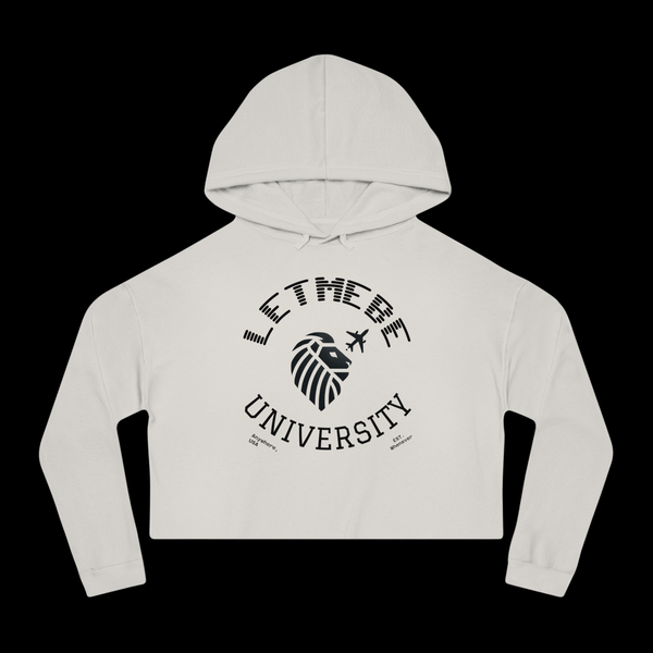 Adversity by JetLion – LetMeBe University Cropped Hoodie | Cropped Hooded Sweatshirt with Lion Design, Stylish Sweatshirt for College, Gift for Her, Casual Outfit, Trendy Top