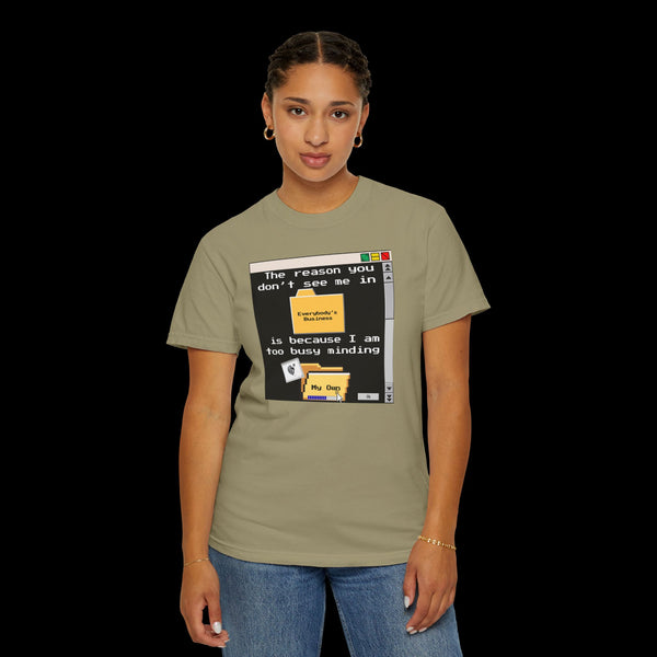 Phrazorblade by JetLion presents "Minding My Own" Tee | Casual Gift for Friends, Fun Work Humor Tee, Creative Daily Wear, Perfect for Birthdays, Holidays