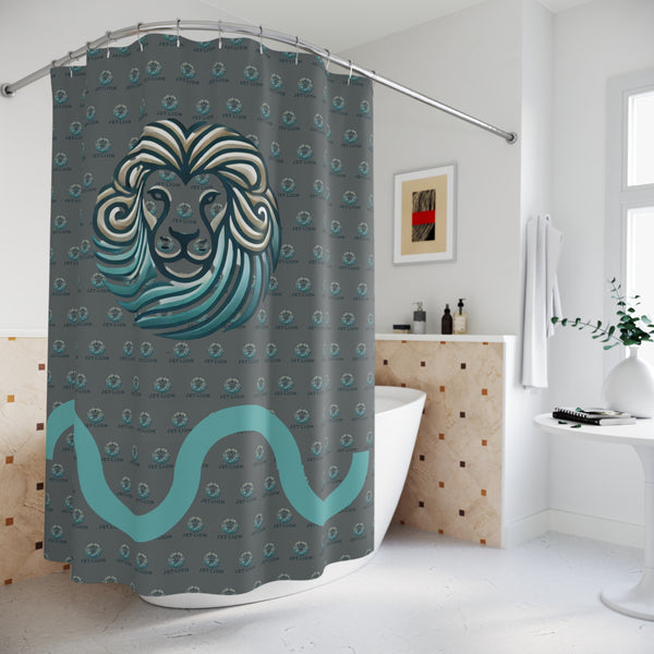 Sanctum by JetLion – Signature Shower Curtain | Bold Design for Sacred Space Living, Majestic Lion Shower Curtain, Bathroom Accessories, Bohemian Style, Gift for Wildlife Lovers