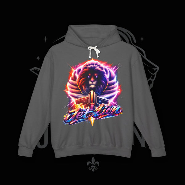 JetLion Present StarBurst Signature Lightweight Hoodie V1 — "JetLion" Cosmic Infused Graphic Sweatshirt