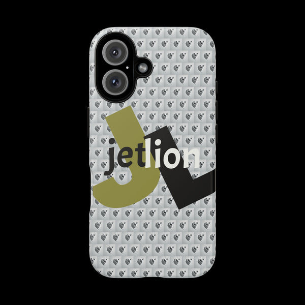 iPhone 16 Tough Case, Impact Case by JetLion, Bold 'JL' Logo & Lion Crest, Clean Modern Design, Presence Identity Power, Phone Cover,