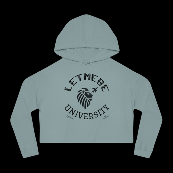 Adversity by JetLion – LetMeBe University Cropped Hoodie | Cropped Hooded Sweatshirt with Lion Design, Stylish Sweatshirt for College, Gift for Her, Casual Outfit, Trendy Top