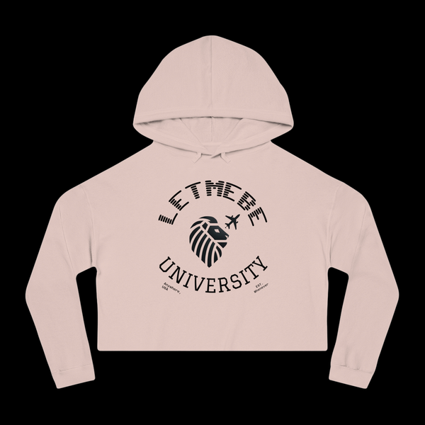 Adversity by JetLion – LetMeBe University Cropped Hoodie | Cropped Hooded Sweatshirt with Lion Design, Stylish Sweatshirt for College, Gift for Her, Casual Outfit, Trendy Top