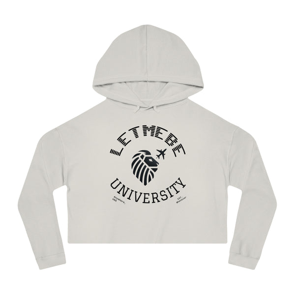 Adversity by JetLion – LetMeBe University Cropped Hoodie | Cropped Hooded Sweatshirt with Lion Design, Stylish Sweatshirt for College, Gift for Her, Casual Outfit, Trendy Top